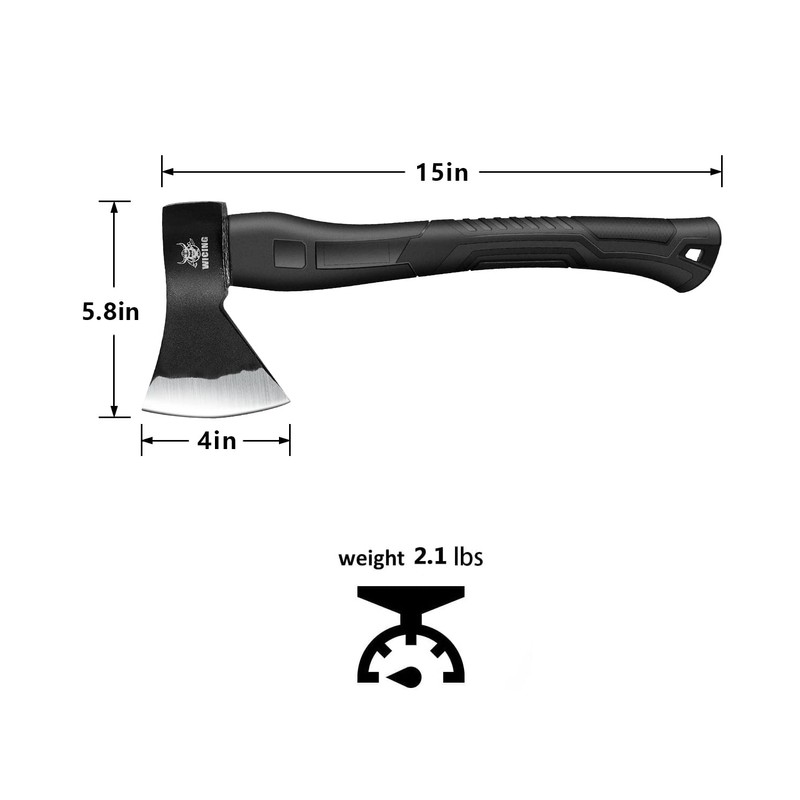 WICING Throwing Axe - 3 Pack, 15-inch Camping Hatchet, Carbon