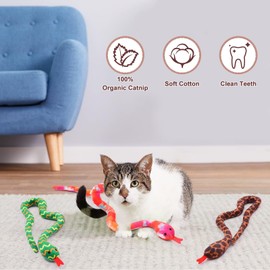 CiyvoLyeen Snake Catnip Toys Kitten Supplies Interactive Catnip Toys for Indoor Cats Snakes Cat Toy Novelty Gift for Cat Lovers Dental Health Chew Catnip Toy for Cats Set of 3
