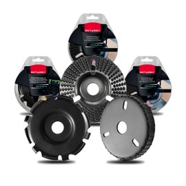 ROTAREX 3-in-1 Set for Angle Grinder - Professional Wood Tool for Milling, Carving and Grinding - High Quality Steel - Diameter 120 mm and 125 mm