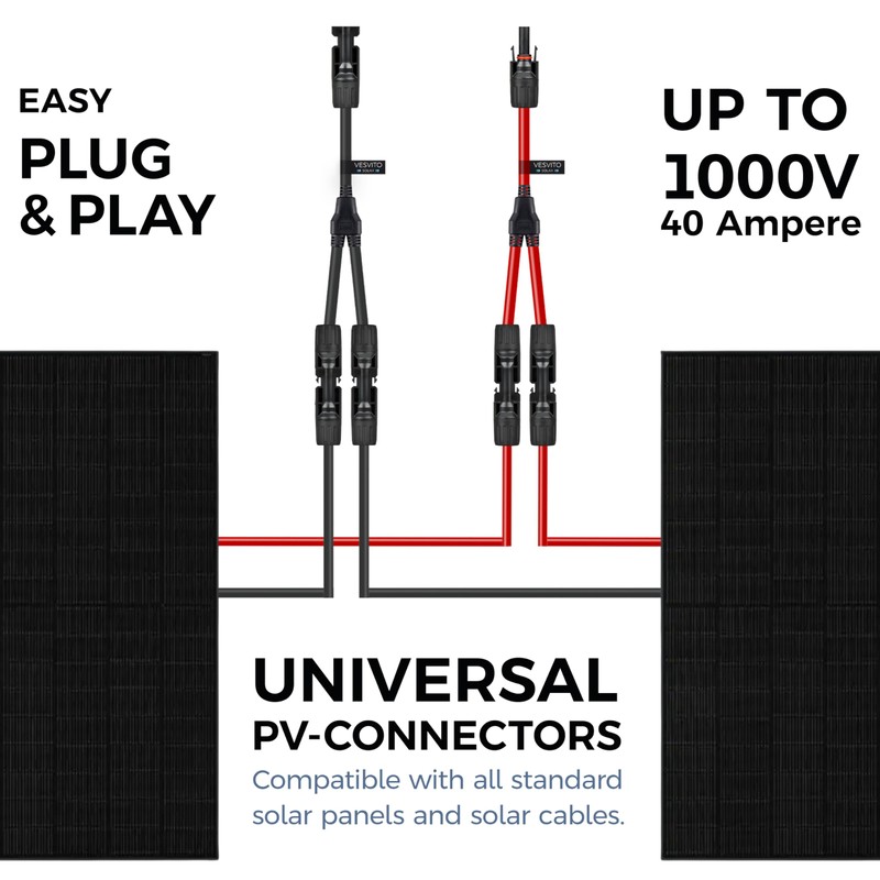 Solar Connector 2 to 1 Y Branch 10 AWG Parallel