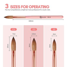 URAQT 3PCS Acrylic Nail Brush, Nail Art Brushes Set, Nail Art Pens Nail Art Tips Builder Brush, Professional Manicure Drill Drawing Brush Nail Art Tools for DIY Nail Art Designs, Rose Gold