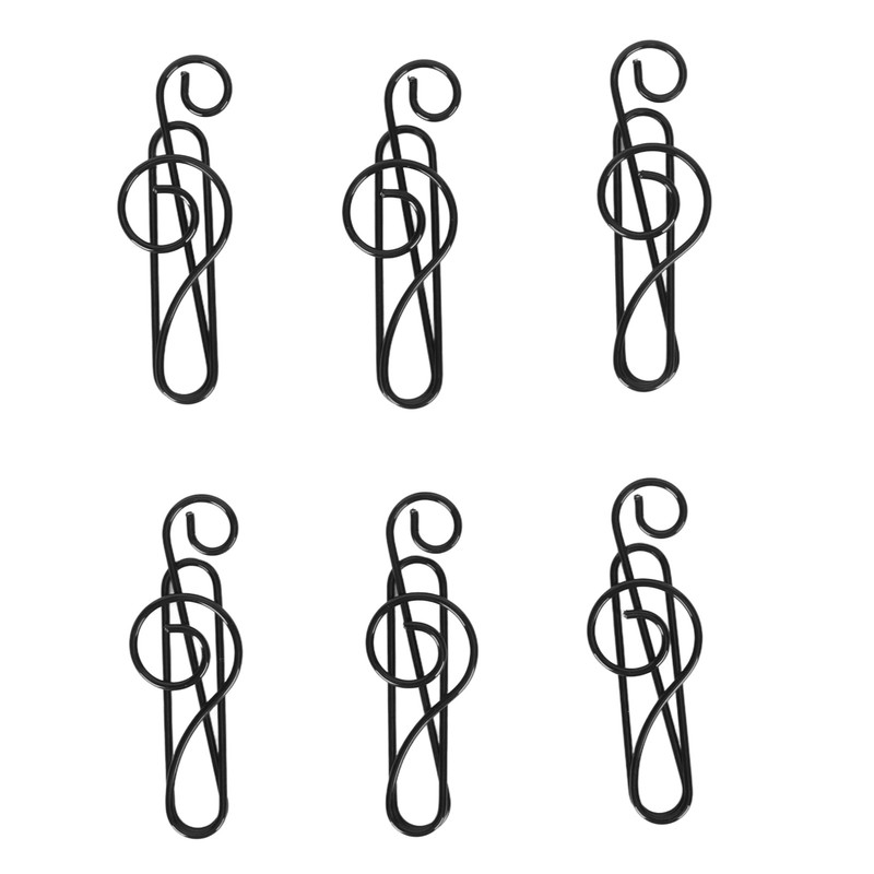 100 Pcs Note Paper Clip Black Creative Cute Music Wire