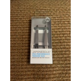 Japonesque Pro Performance Tweezer Duo Medium Slant and Point Tweezers Stainless