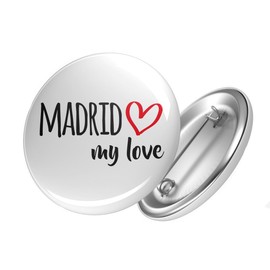 Huuraa Madrid My Love Button Badge for All Madrid Spain Fans, Metal