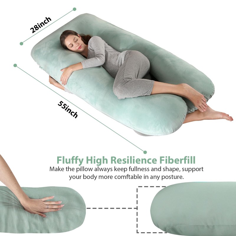 Amagoing 55 inches Pregnancy Pillows for Sleeping, U Shaped Maternity