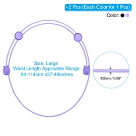 PATIKIL Crop Tuck Band, 2pcs Elastic Adjustable Waist Crop Tuck Tool for Tucking T-Shirts Sweater Hoodie Transform Your Top Style Clothing Decoration, Black, Purple (XL Size)