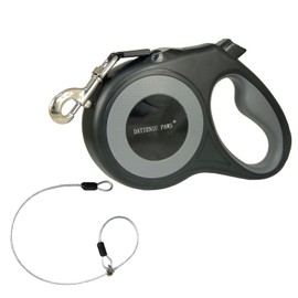 16Ft Chew Proof Retractable Dog Leash Anti-Chewing Wire Ropes Nylon Tape Reflective Walking One-Handed Brake CPXL Black