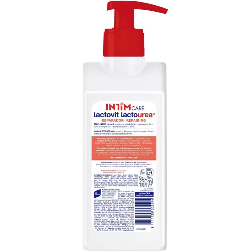 Lactovit Lactourea Gel Íntimo Femenino Reparador Piel Sensible 250 ml