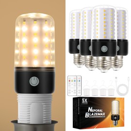 Neporal BlazeMax Battery Operated Light Bulb Bright, Rechargeable Light Bulbs with Remote and Time for Lamp and Sconce, Socket USB Rechargeable, Wide Dimming Range Battery Powered Light Bulb Home