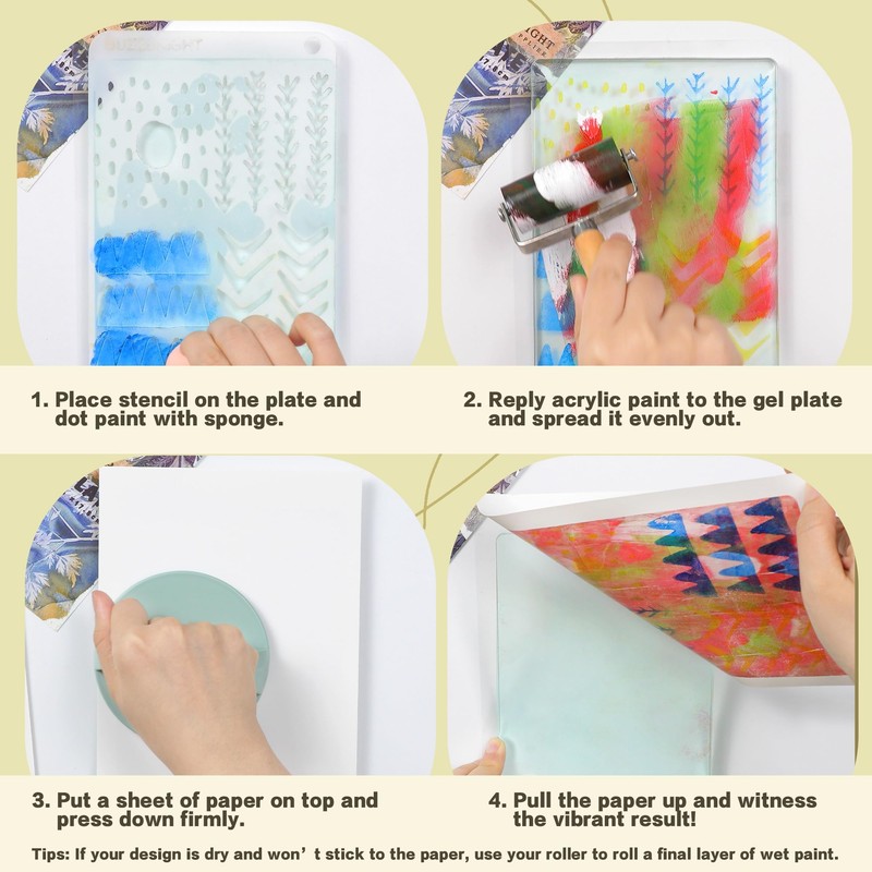 BuzzBright Gel Printing Plate kit, Complete Printmaking Set with 8”X10”