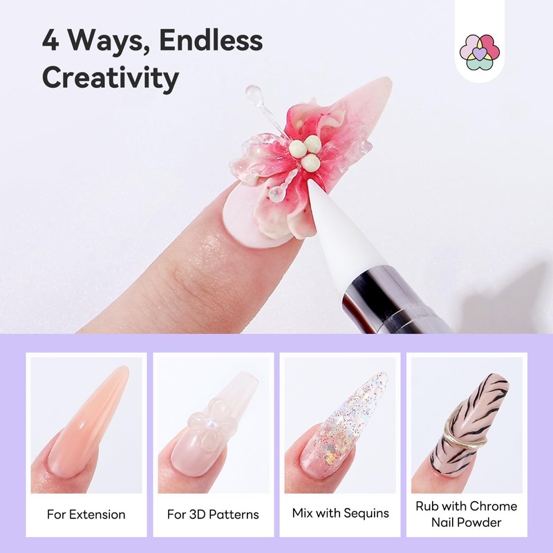 SAVILAND Solid Builder Nail Gel Set: Non-Sticky 4 Color Clear