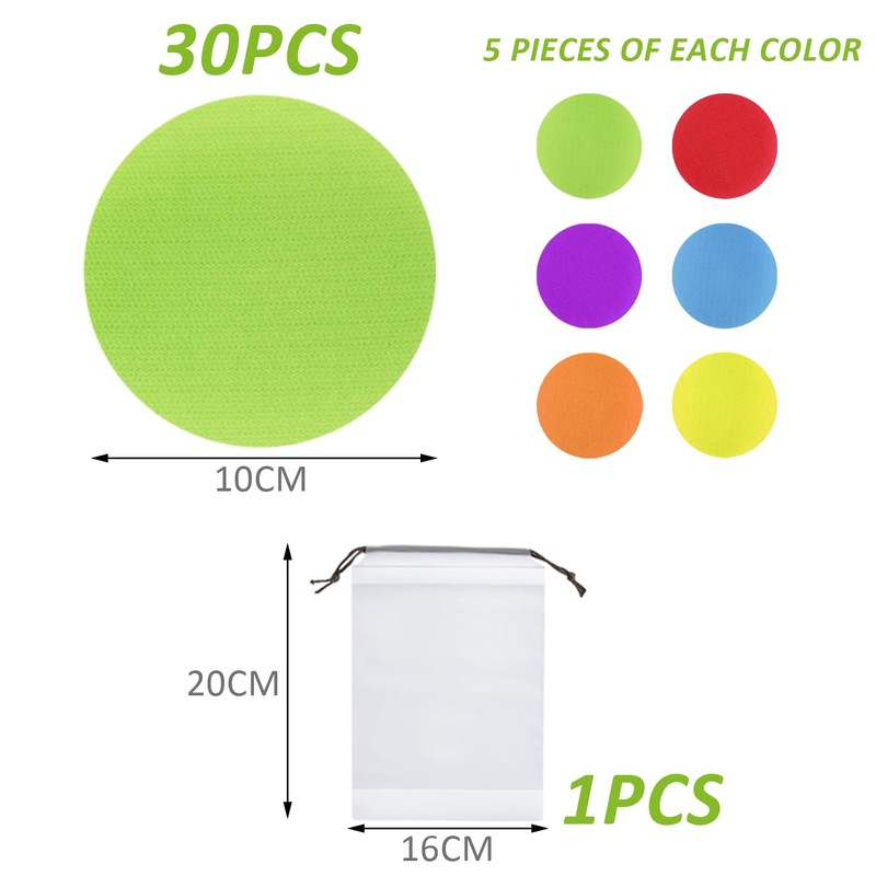 30 Round Carpet Markers, 1 Storage Bag, Classroom Floor Markers,