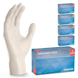 500 x ARNOMED Disposable Gloves S, Latex Gloves White (5 x 100 Pieces), Disposable Gloves, Powder-Free, Latex Disposable Gloves, Cleaning Gloves, Latex Gloves, Disposable/Disposable Gloves XS, S, M, L