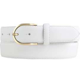 BELTINGER High Quality Women's Belt Made of Full Cowhide Leather with Golden Belt Buckle 3.5 cm | Cambered Leather Belt Women's 35 mm | Women's Belt Made in Italy, White, Gold