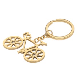 HUAGEO Stainless Steel Bicycle Keychain Cute Jewellery Gifts For Women Bike Lovers Wallet Backpack Car Keys Charms Accessories (Gold)