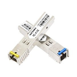 One Pair of 1.25G SFP WDM SC Bidi Transceiver 1000Base-BIDI SingleMode Simplex Fiber Module SMF 1310nm/15500nm DDM up to 20 km for Cisco GLC-BX-D, Ubiquiti UniFi UF-SM-1G-S, Mikrotik and More