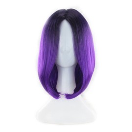 Frcolor Womens Bob Wig Gradient Color Cosplay Synthetic Hair Wig Short Straight Wigs Lace High Temperature Bob Wig (Gradient Purple)