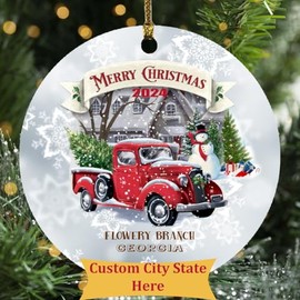 Custom Christmas Ornaments Gift Flowery Branch GA Keepsake Houswarming Home Town Ornament 2024