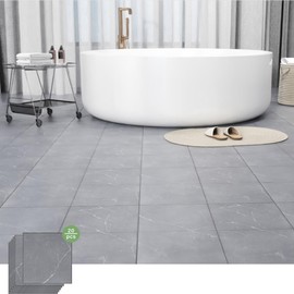 20-Pack Peel and Stick Floor Tiles Vinyl Floor 12 x 12 inch Self Adhesive Waterproof Flooring Planks DIY for Bathroom, Kitchen, Living Room, RV, Cover 20 Sq. Ft, Dark Grey Marble