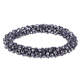 QHP Shine Knot Band Hair Scrunchie with Square Beads for Beautiful Shine (Silver)