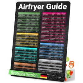WUNI Airfryer Accessories - Size XS - Magnetic Airfryer Guide with Temperature, Duration & Quantity - German Airfryer Cookbook - Ninja Hot Air Fryer Accessories - Air Fryer Recipe Book