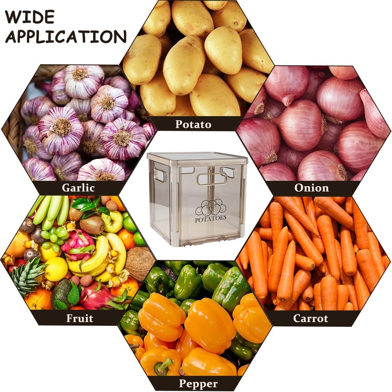 Xbopetda Potato Storage Bin With Lid and Handle - Stackable
