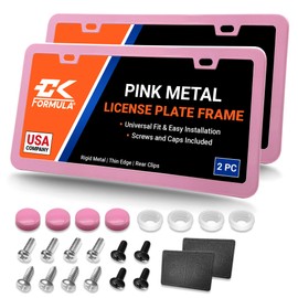 Pink License Plate Frames - 2 Pack, Metal Car Plate Frame, Cute Pink License Plate Frame for Women, Girly Car License Plate Holder, Porta Placas para Auto, Car Tag Frame