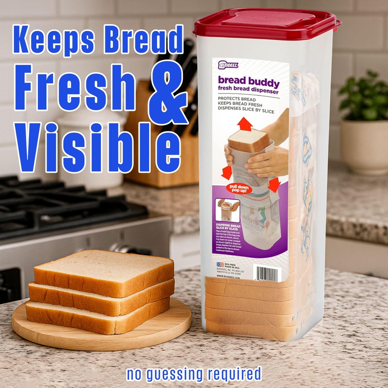 Buddeez Bread Buddy Bread Box – Keeps Bread Loaves Fresh