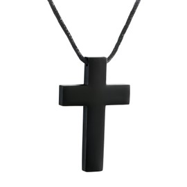 OIDEA Men's Plain Cross Necklace: Vintage Cross Pendant with Wheat Chain Christian Cross Chain Biker Retro Venetian Chain Religious Gift for Men Father Friend, Stainless Steel