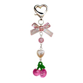 Meimimix Y2K Aesthetic Strawberry Star Charms Keychain For Women Girls Bag Purse Backpack Wallet Keyring Accessories (Cherry Pink)
