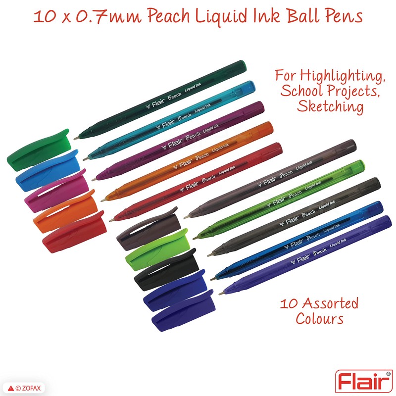 Flair 10 x 0.7mm Peach Liquid Ink Ballpoint Pens Projects
