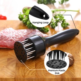 Meat Tenderizer(black), Equipped With Stainless Steel Ultra Sharp Needle Blades, The Most Suitable Kitchen Cooking Tool Best For Tenderizing, BBQ, Marinad Meat. That Is More Useful Than A Meat Hammer