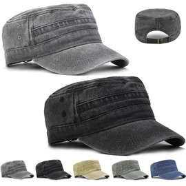 LUKIUP Men's Baseball Cap, Adjustable Tactical Beanie Baseball Cap for Men and Women, Black+grey, 55-59