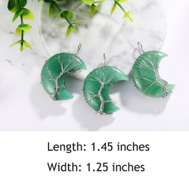 XIANNVXI Women's Necklace, Silver Chain, Crystals, Crescent Moon, Chains, Pendant, Crystal Chain, Tree of Life, Natural Energy Gemstones, Jewellery, Gift for Women, Crystal Stainless Steel, No