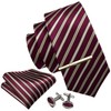 Barry.Wang Men's Silk Business Ties with Handkerchief, Cufflink Stripes Plaid