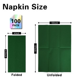 100 Pack Green Paper Napkins, Disposable Linen-Feel Guest Towels Cloth-Like Hand Towels, Soft, Absorbent, Paper Hand Napkins for Kitchen, Bathroom, Parties, Weddings, Dinners - 12" x 17"