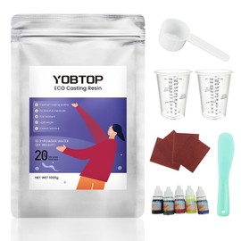 YOBTOP Eco Resin Casting Powder kit 1000G,Water-Based Ceramic Resin Plaster with 5PCS Pigments,20-30 Minutes Demold. Easy Mix for Home Decor &DIY Art