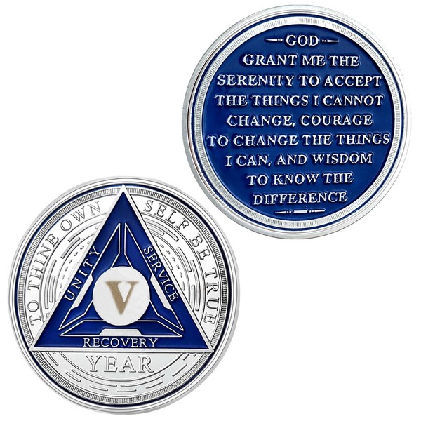 5 Year Sobriety Chip,Tri-Plate AA Chips and Medallions,Sobriety Coin Recovery