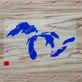 6'' Blue Great Lakes Map Outline Decal Sticker Car Vinyl die Cut no Background Laurentian Third Coast
