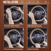 CAR PASS Wood Grain 14.5-15 inch Microfiber Leather Steering Wheel