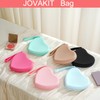 JOVAKIT Small Heart Shaped Portable Silicone Makeup Bag for Women,