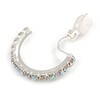 25mm D/AB Crystal Half Hoop Clip On Earrings/Silver Tone/Small
