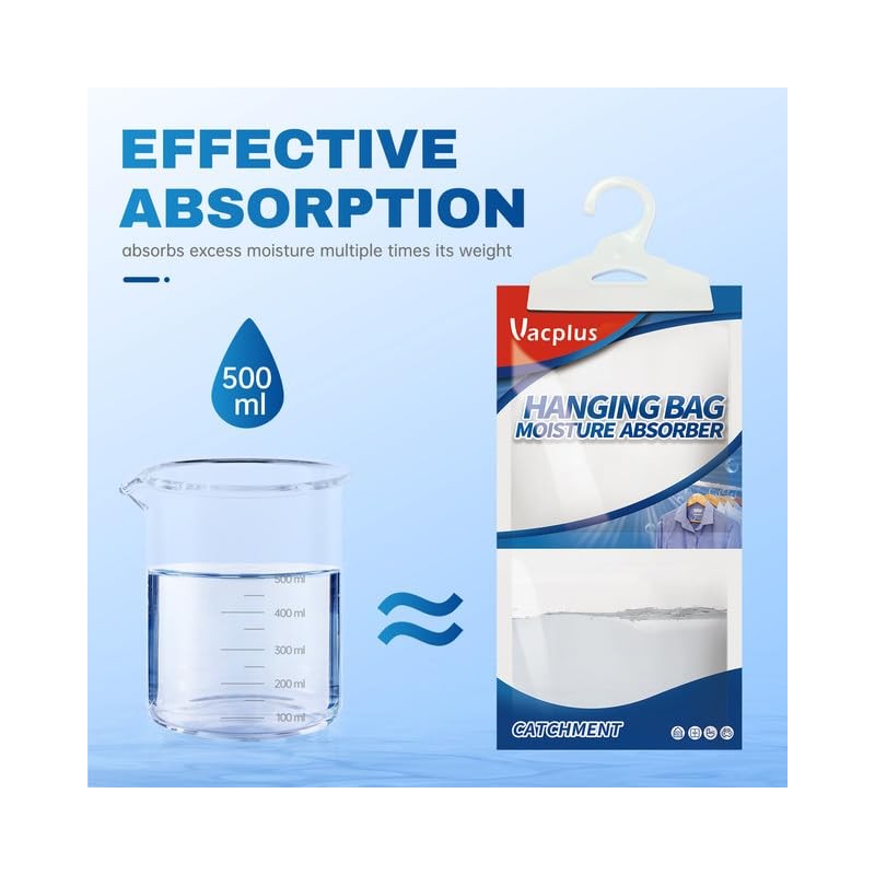 Vacplus Moisture Absorber Packets, Fragrance Free(10 Pack), Humidity Packs, Hanging