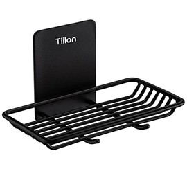 Tiilan Self Adhesive Bar Soap Dish for Shower, Bathroom Soap Holder Wall Mount – Stainless Steel, Black