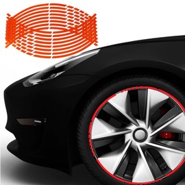 Wheel Rim Sticker Complete Set, Rim Edge Sticker Piece Complete Set, Reflective Wheel Rim Strip Sticker, Scratch-Resistant Reflective Sticker, Car Safety Decorative