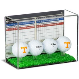 Better Display Cases Clear Acrylic Four(4) Golf Ball Display Case with Black Back and Turf Floor (A045C-TB)