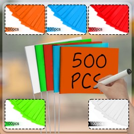 zozen Zozen Marking Flags, 500 Pack | 100 x 5 Colors | 15x4x5 Inch - Yard Flags for Lawn & Irrigation & Landscape & Sprinkler & Survey & Dog Training.