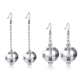 Disco Ball Earrings for Women Mirrorball Earrings 60'S 70'S Dance Party Costume Accessories for Women And Girls