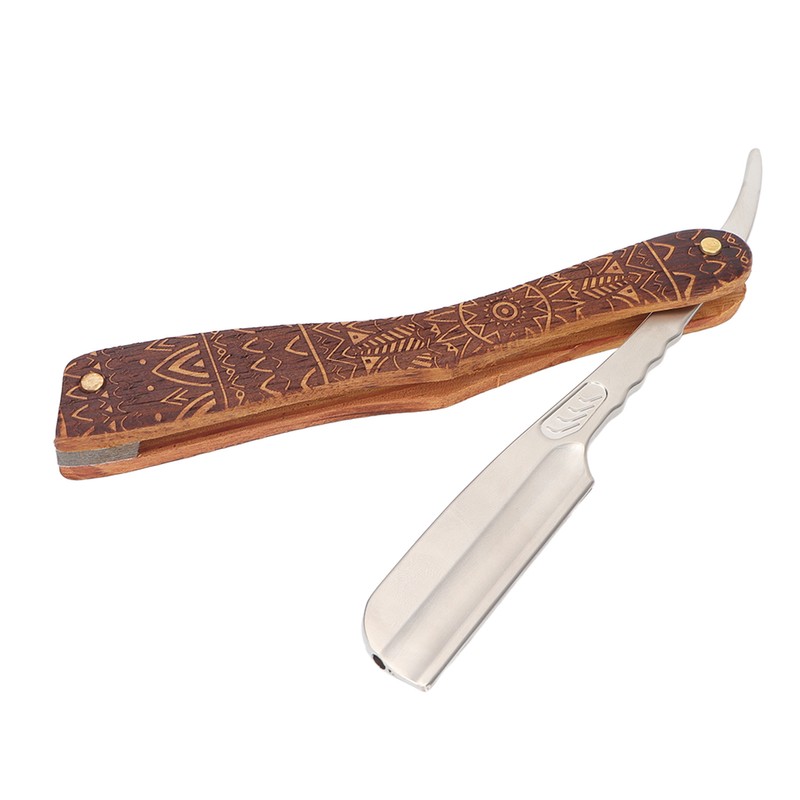 Men Manual Razor Redwood Handle Shaver Zinc Alloy Blade Straight
