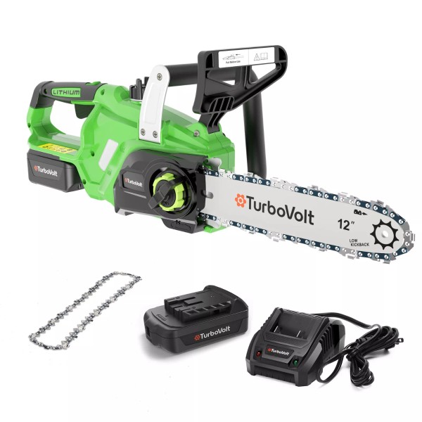 TurboVolt 12" Cordless Chainsaw 20V Brushless Electric Handheld Chain Saw